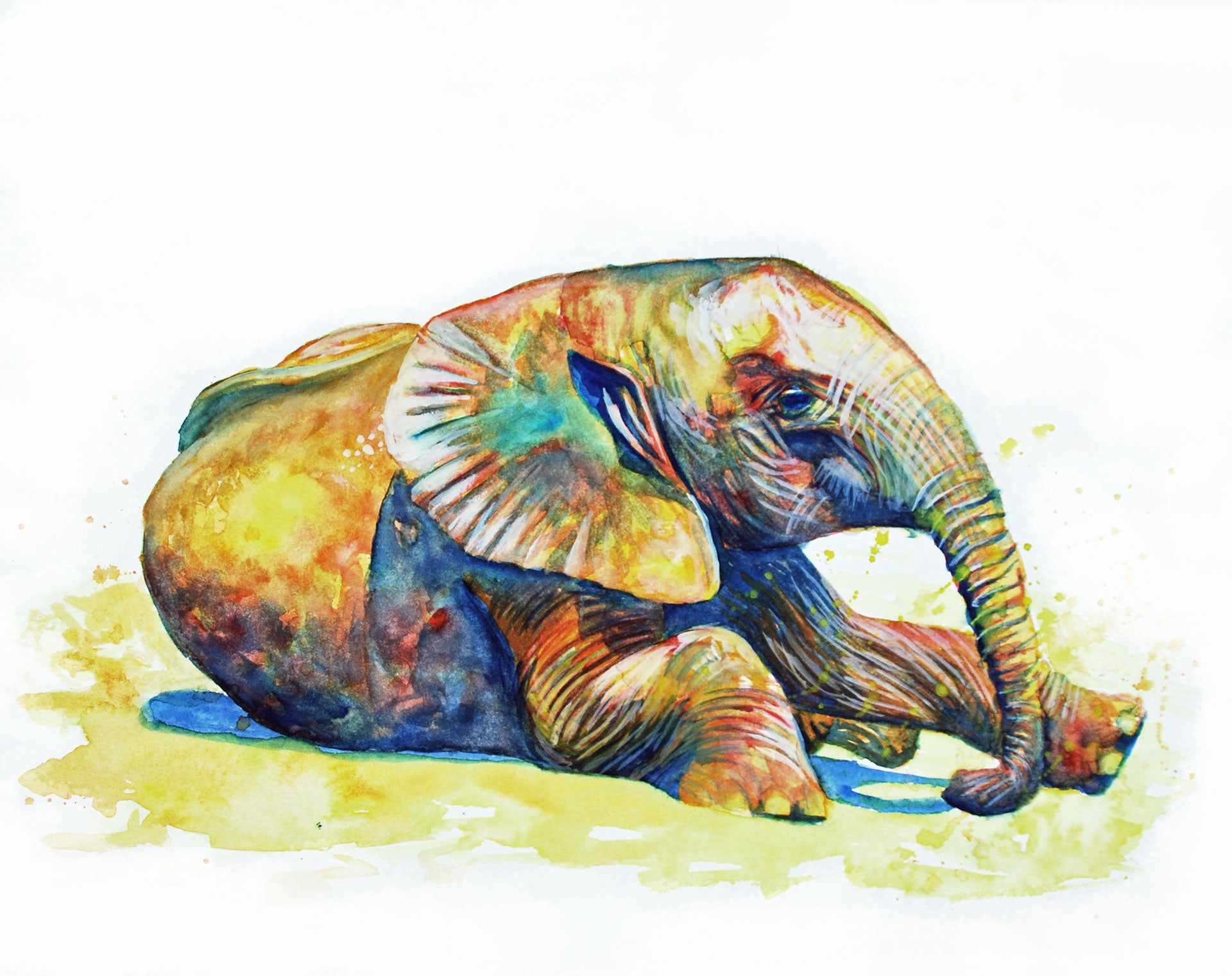Baby Elephant Mud Bath 1 Jessica Mahan Art baby-elephant-mud-bath-1-jessica-mahan-art